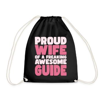 Proud Wife of A Damn Good Tour Guide - Drawstring Bag - black - Front
