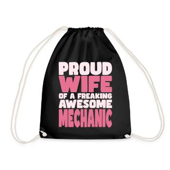 Proud Wife of A Damn Good Mechanic - Drawstring Bag - black - Front