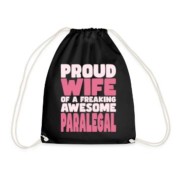 Proud Wife of A Damn Good Guy - Drawstring Bag - black - Front