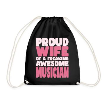 Proud Wife of A Damn Good Musician - Drawstring Bag - black - Front