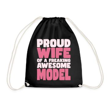 Proud Wife of A Damn Good Model - Drawstring Bag - black - Front