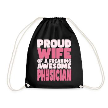 Proud Wife of A Damn Good Doctor - Drawstring Bag - black - Front
