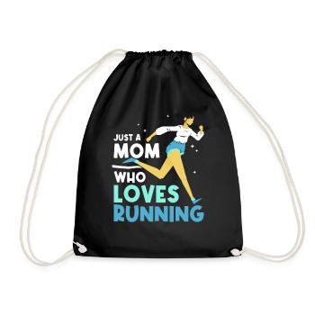 Just a mom who loves running mom jogging - Drawstring Bag - black - Front