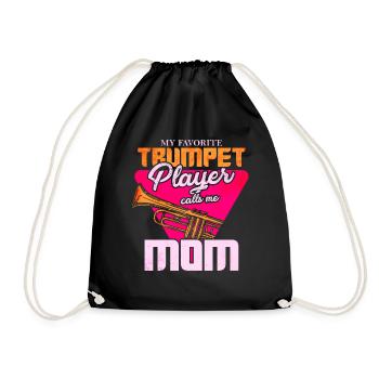 Trumpet Mother Trumpets Instrument - Drawstring Bag - black - Front