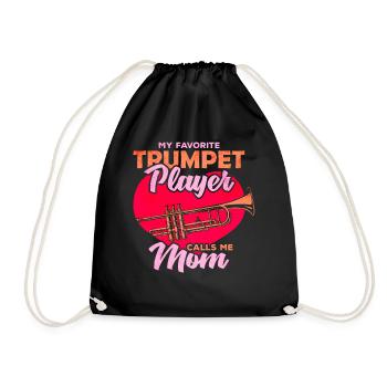 Trumpet Mother Trumpets Instrument - Drawstring Bag - black - Front