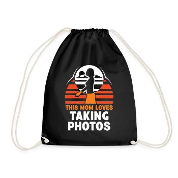 This mother loves to take photos photography - Drawstring Bag - black - Front