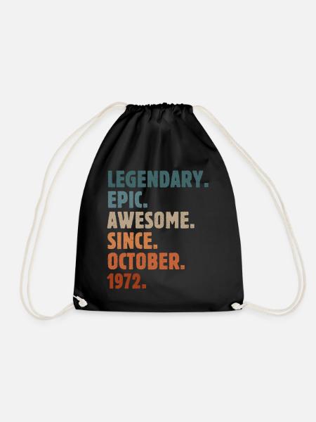 1972 October Vintage Birthday Gift - Drawstring Bag - black