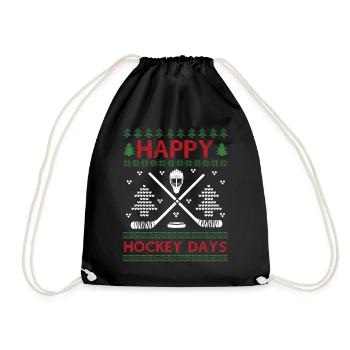 Ugly Christmas - Happy Hockeydays - Drawstring Bag - black - Front
