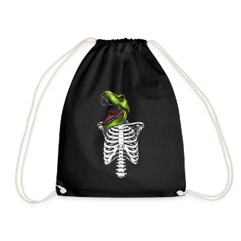Halloween Dino Skeleton I Funny Halloween Dinosaur - Drawstring Bag - black - Front