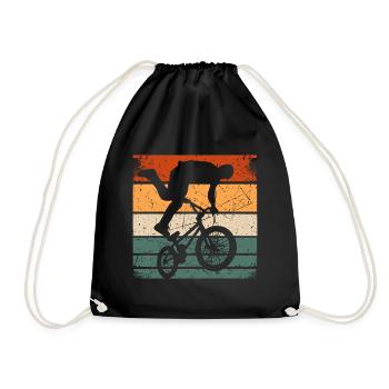 BMX Shirt Cycling Downhill Vintage Retro - Drawstring Bag - black - Front