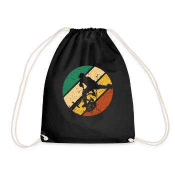 BMX Shirt Cycling Downhill Vintage Retro - Drawstring Bag - black - Front