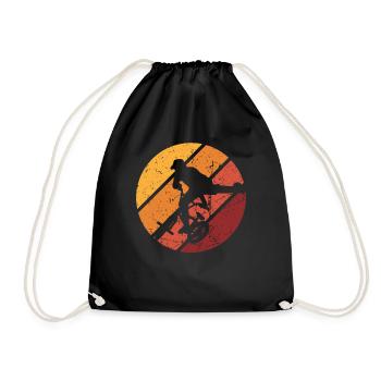 BMX Shirt Cycling Downhill Vintage Retro - Drawstring Bag - black - Front
