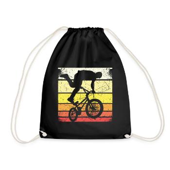 BMX Shirt Cycling Downhill Vintage Retro - Drawstring Bag - black - Front
