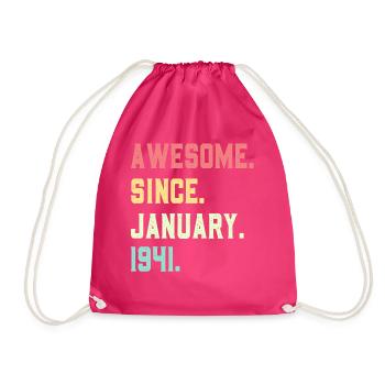 Awesome since January 1941 - Drawstring Bag - fuchsia - Front