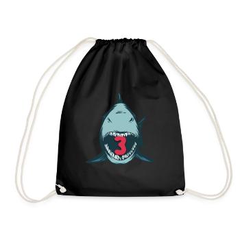 Megalodon Shark 3rd Birthday 3 Years Megalodon - Drawstring Bag - black - Front