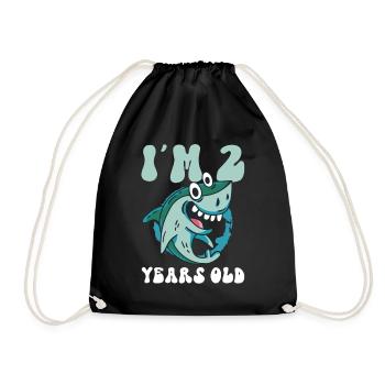 The Little Megalodon Hunter is 2 - Megalodon Shark - Drawstring Bag - black - Front