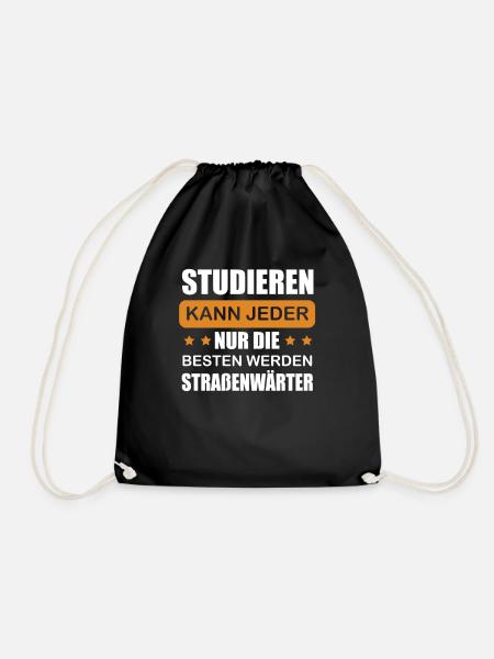 Straßenwärter Straßenbau Studieren kann jeder - Turnbeutel - Schwarz