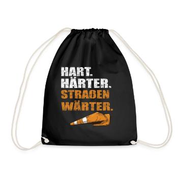 Hart Härter Straßenwärter | Road construction - Drawstring Bag - black - Front