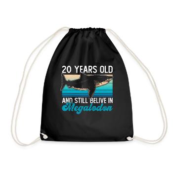 20 years old and still believes in megalodons - - Drawstring Bag - black - Front