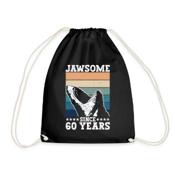Biting for 60 years - Megalodon shark 60. - Drawstring Bag - black - Front