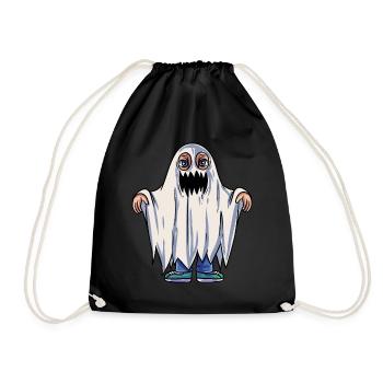 Kids Ghost Costume - Drawstring Bag - black - Front