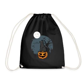 Chat noir sur citrouille - Sac de sport léger - noir - Devant