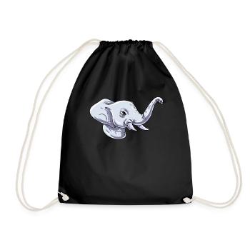 Elefantenkopf Elefant - Turnbeutel - Schwarz - Vorne