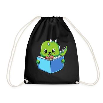 Dinosaure lisant un livre - Sac de sport léger - noir - Devant