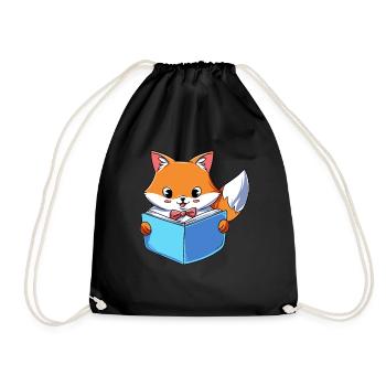 Fuchs liest Buch - Turnbeutel - Schwarz - Vorne