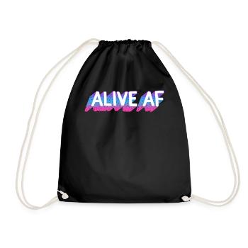 Thyroid Cancer Awareness Shirt, Alive AF Thyroid - Drawstring Bag - black - Front