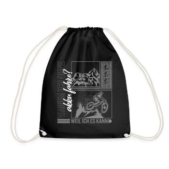 Warum ich ohne Batterie fahre, weil ich Hemd, - Drawstring Bag - black - Front