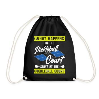 Pickleball What Happens At The - Drawstring Bag - black - Front