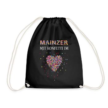 Mainzer Konfetti im Herz Karneval Fasnacht Mainz - Turnbeutel - Schwarz - Vorne