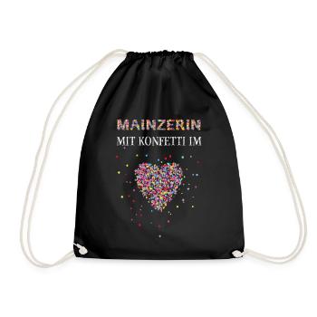 Mainzerin Konfetti im Herz Karneval Fasnacht Mainz - Turnbeutel - Schwarz - Vorne