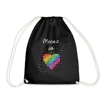 Meenz im Herz Karneval Fasching LGBTQ Regenbogen - Turnbeutel - Schwarz - Vorne