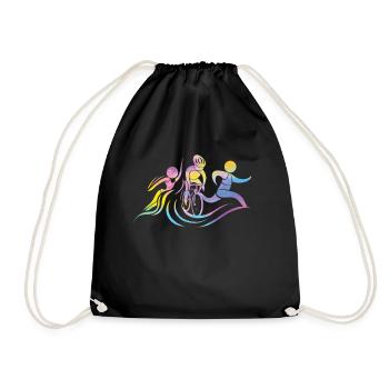 Watercolors Women Triathlon - Drawstring Bag - black - Front