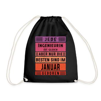 Ingenieurin Geburtstag Januar geboren Ingenieurin - Turnbeutel - Schwarz - Vorne