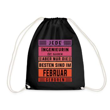 Ingenieurin Geburtstag Februar geboren - Turnbeutel - Schwarz - Vorne