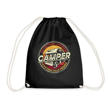 Lustiger Camping Spruch - Wohnwagen & Camper - Turnbeutel - Schwarz - Vorne