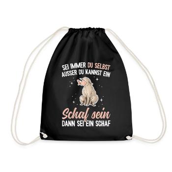 Lustiges Schafmotiv - Bäuerin Landwirtin & Schaf - Turnbeutel - Schwarz - Vorne
