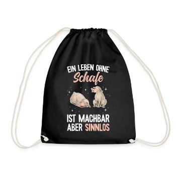 Lustiges Schafmotiv - Bäuerin Landwirtin & Schaf - Turnbeutel - Schwarz - Vorne