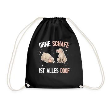 Lustiges Schafmotiv - Bäuerin Landwirtin & Schaf - Turnbeutel - Schwarz - Vorne