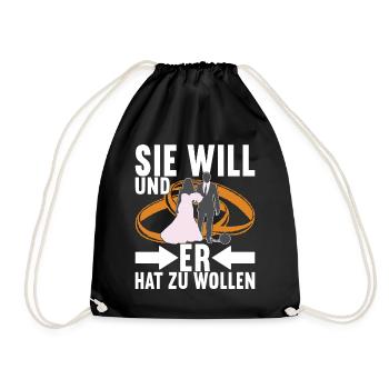 Junggesellenabschied Junggeselle Polterabend - Turnbeutel - Schwarz - Vorne