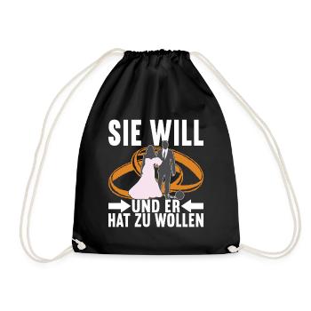 Junggesellenabschied Junggeselle Polterabend - Turnbeutel - Schwarz - Vorne