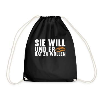 Junggesellenabschied Junggeselle Polterabend - Turnbeutel - Schwarz - Vorne