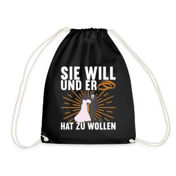 Junggesellenabschied Junggeselle Polterabend - Turnbeutel - Schwarz - Vorne
