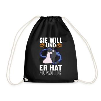Junggesellenabschied Junggeselle Polterabend - Turnbeutel - Schwarz - Vorne