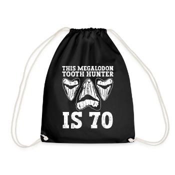 This Megalodon Tooth Hunter Turns 70 - Megalodon Shark - Drawstring Bag - black - Front
