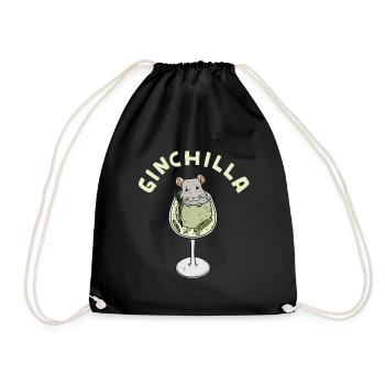 Ginchilla design for a chinchilla owner - Drawstring Bag - black - Front
