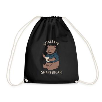 William Shakespeare Bear Animal Design - Drawstring Bag - black - Front